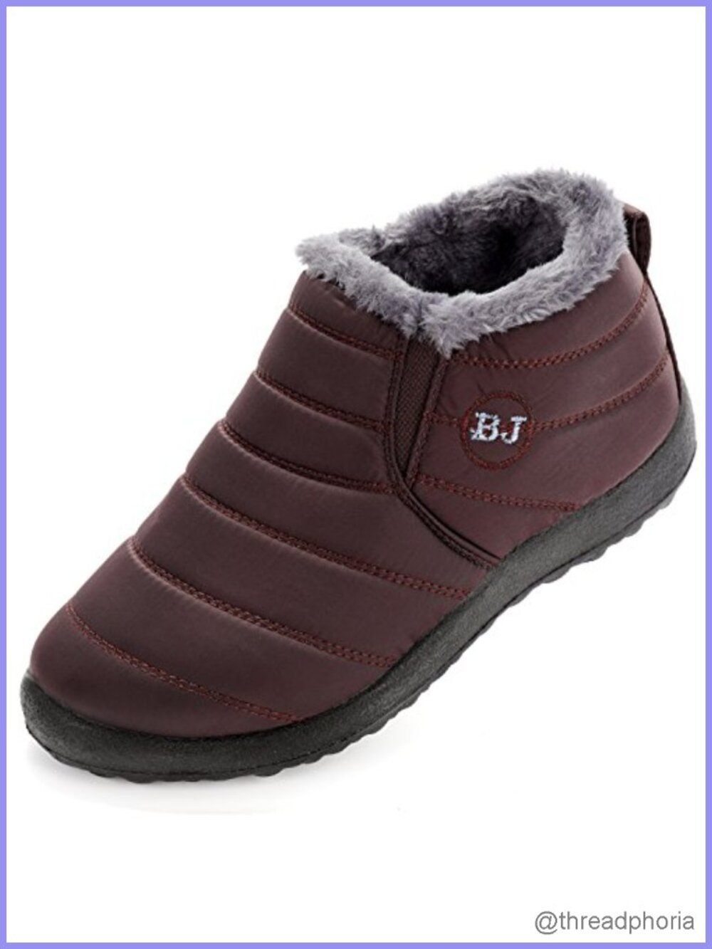 Waterproof Faux Fur Lined Ankle Snow Boots Anti-Slip Slip On Winter Booties